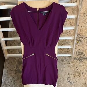 French Connection Burgundy Dress with Gold Details